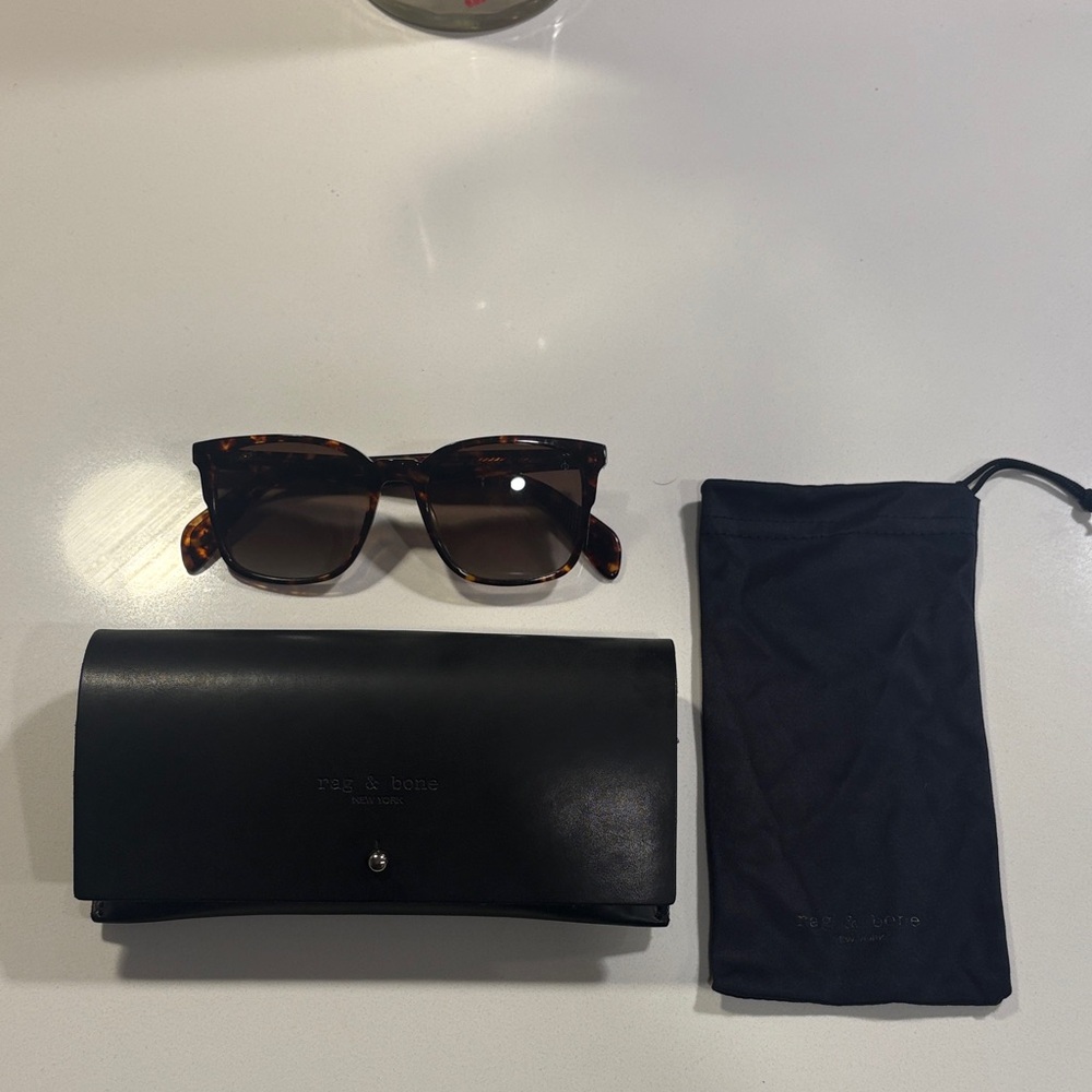 Rag & Bone Tortoise Shell Sunglasses with Black Case